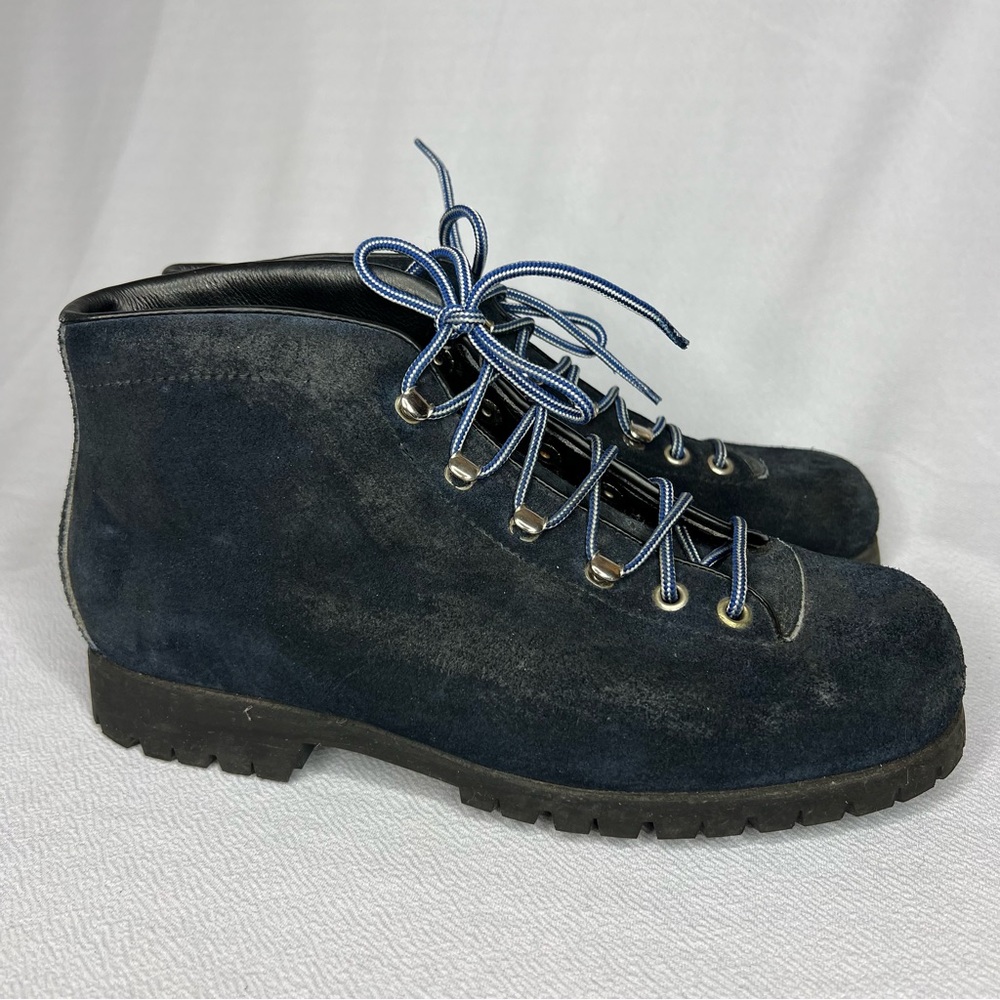 Vintage The Alps By Fabiano Blue Suede Leather Hiking Boots Womens Size 7 N - Picture 6 of 11